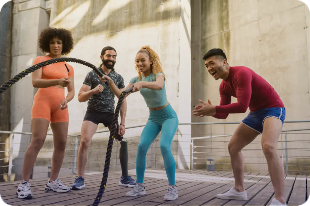 Altiora fitness platform interface showing workout tracking and community features